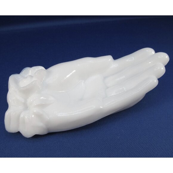 Vintage Milk Glass Hand Trinket Dish - Picture 1 of 8